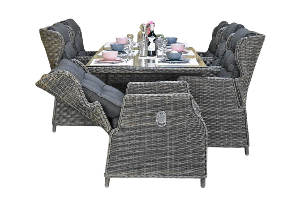 Menorca-Barcelona verstelbare Tuinset 6 Personen - Kobo Grey