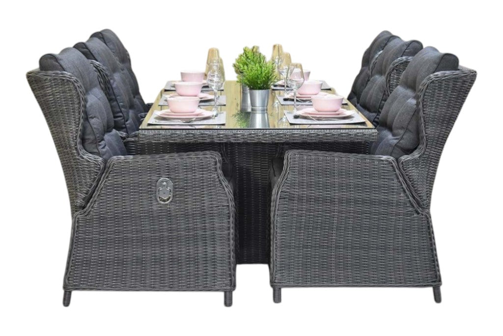 Menorca-Barcelona verstelbare Tuinset 6 Personen - Rock Grey