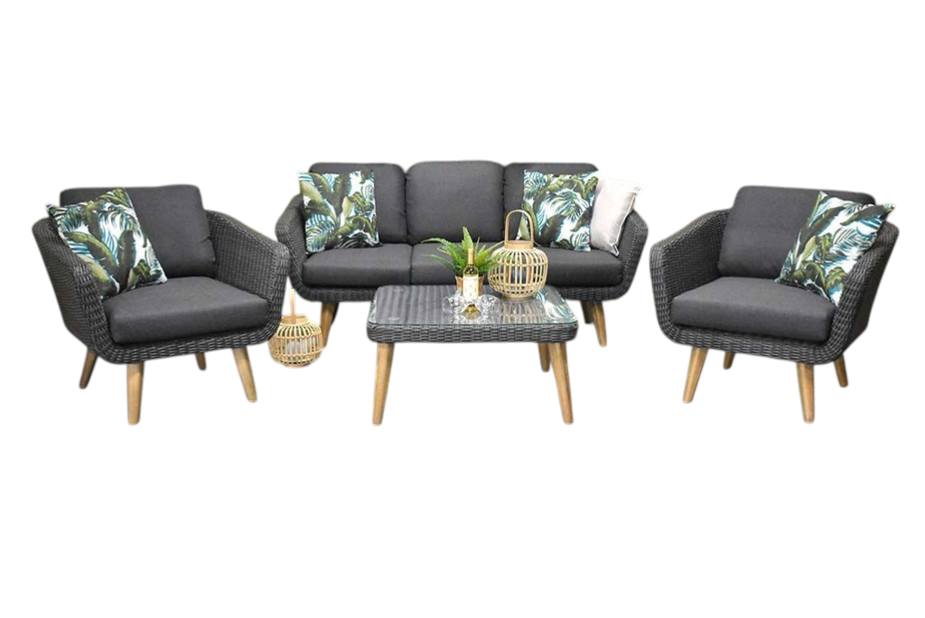 Milano Loungeset 3 zits + 2 stoelen - Anthracite