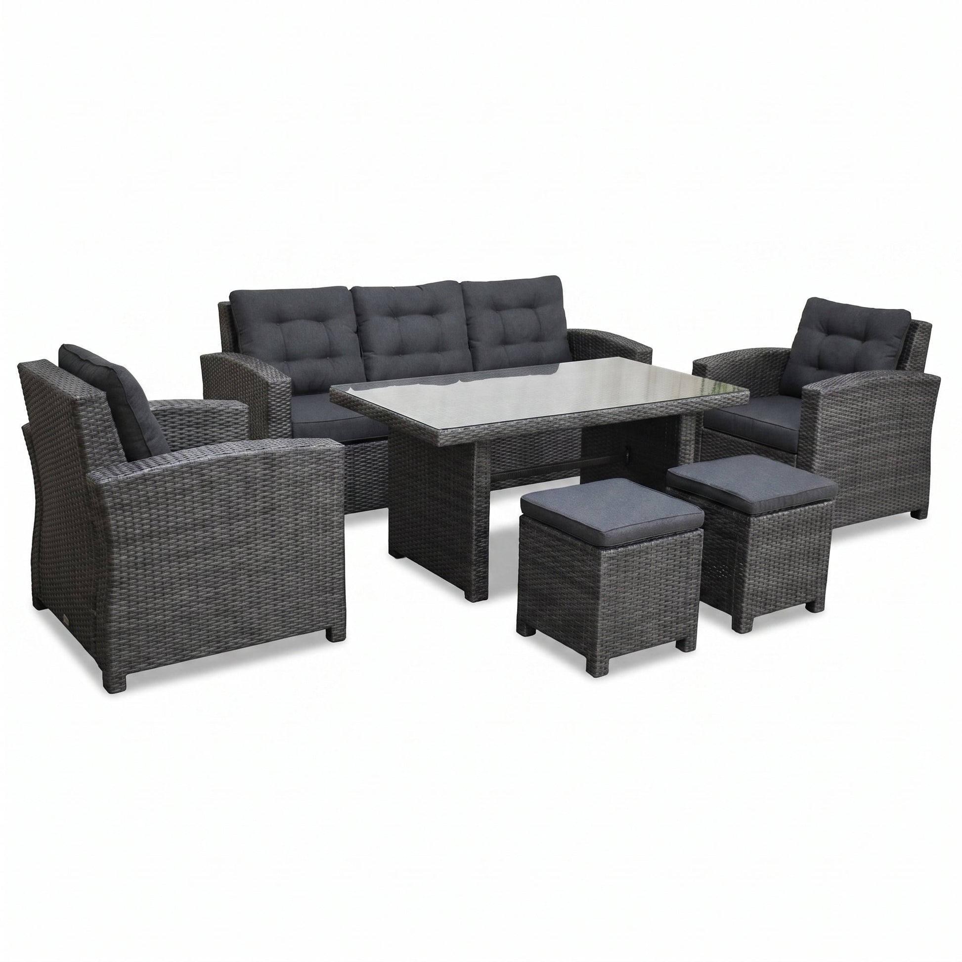 Minnesota Dining Loungeset - Glas / Dark Grey in een sfeervolle tuin - Outnest tuinmeubelen