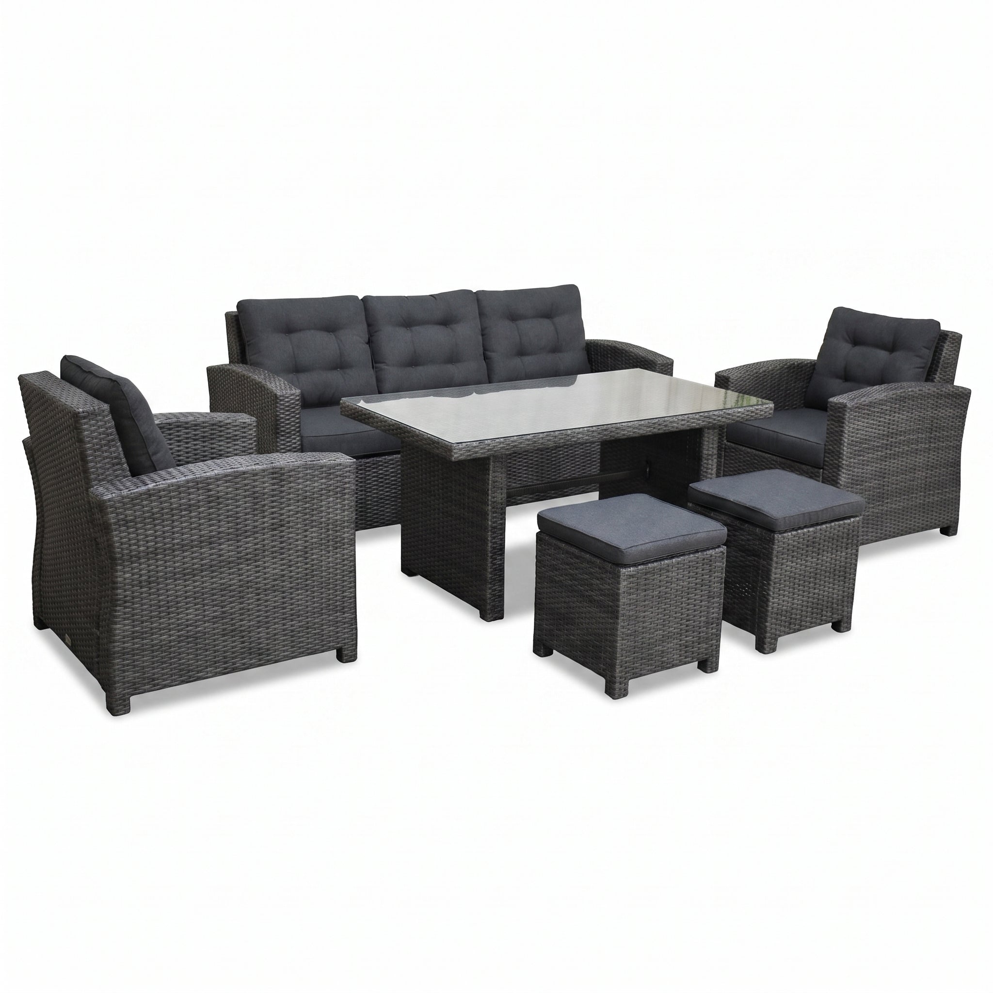 Minnesota Dining Loungeset - Glas / Dark Grey in een sfeervolle tuin - Outnest tuinmeubelen