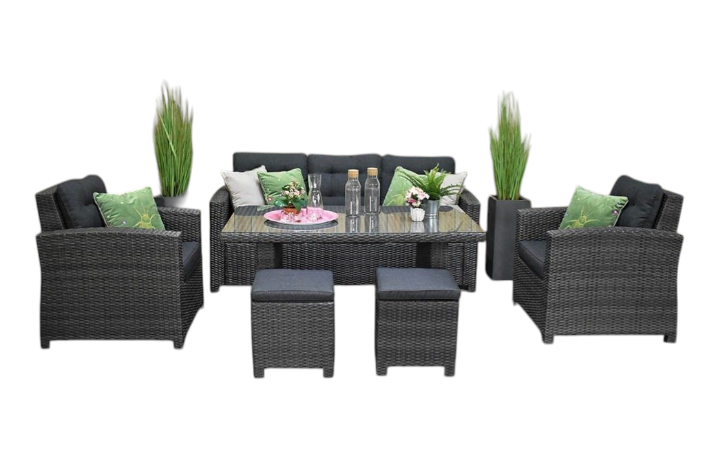 Minnesota Dining Loungeset - Glas / Dark Grey