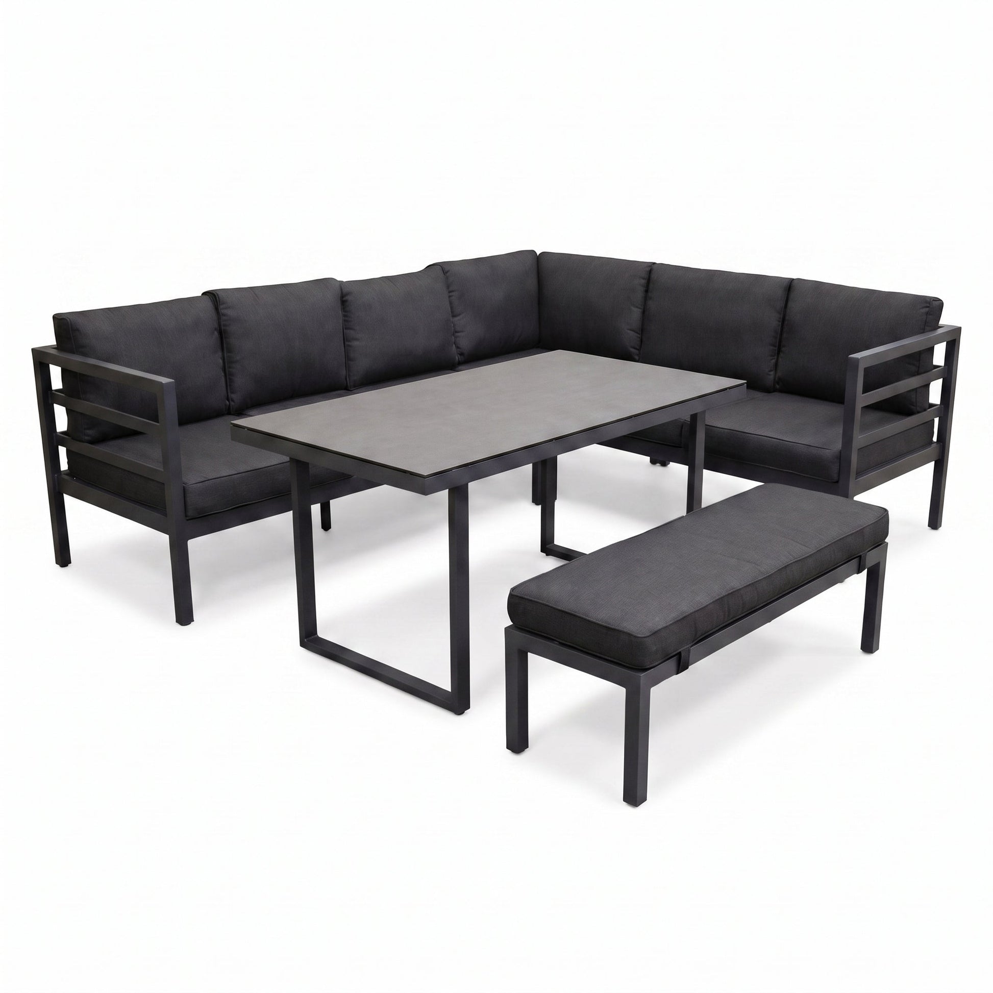 Nevada Loungeset - Dark grey / Rechts in een sfeervolle tuin - Outnest tuinmeubelen