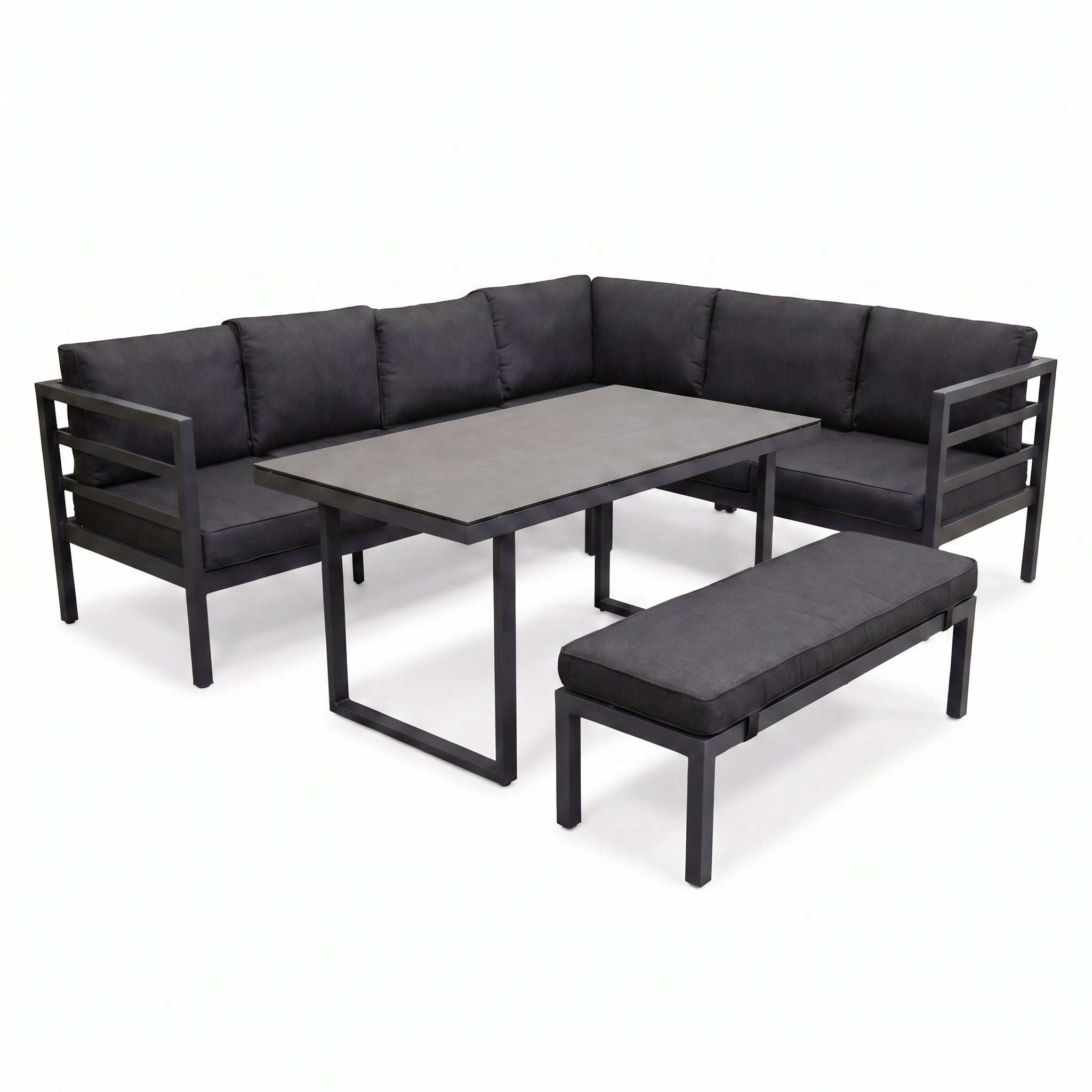 Nevada Loungeset - Dark grey / Rechts in een sfeervolle tuin - Outnest tuinmeubelen