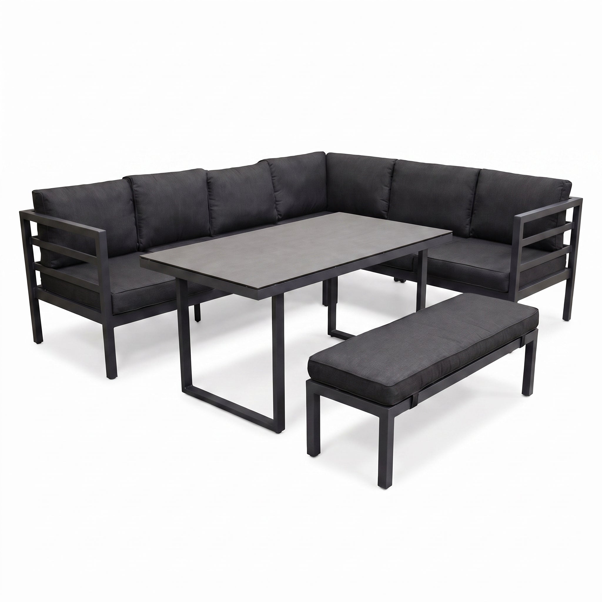 Nevada Loungeset - Dark grey / Rechts in een sfeervolle tuin - Outnest tuinmeubelen