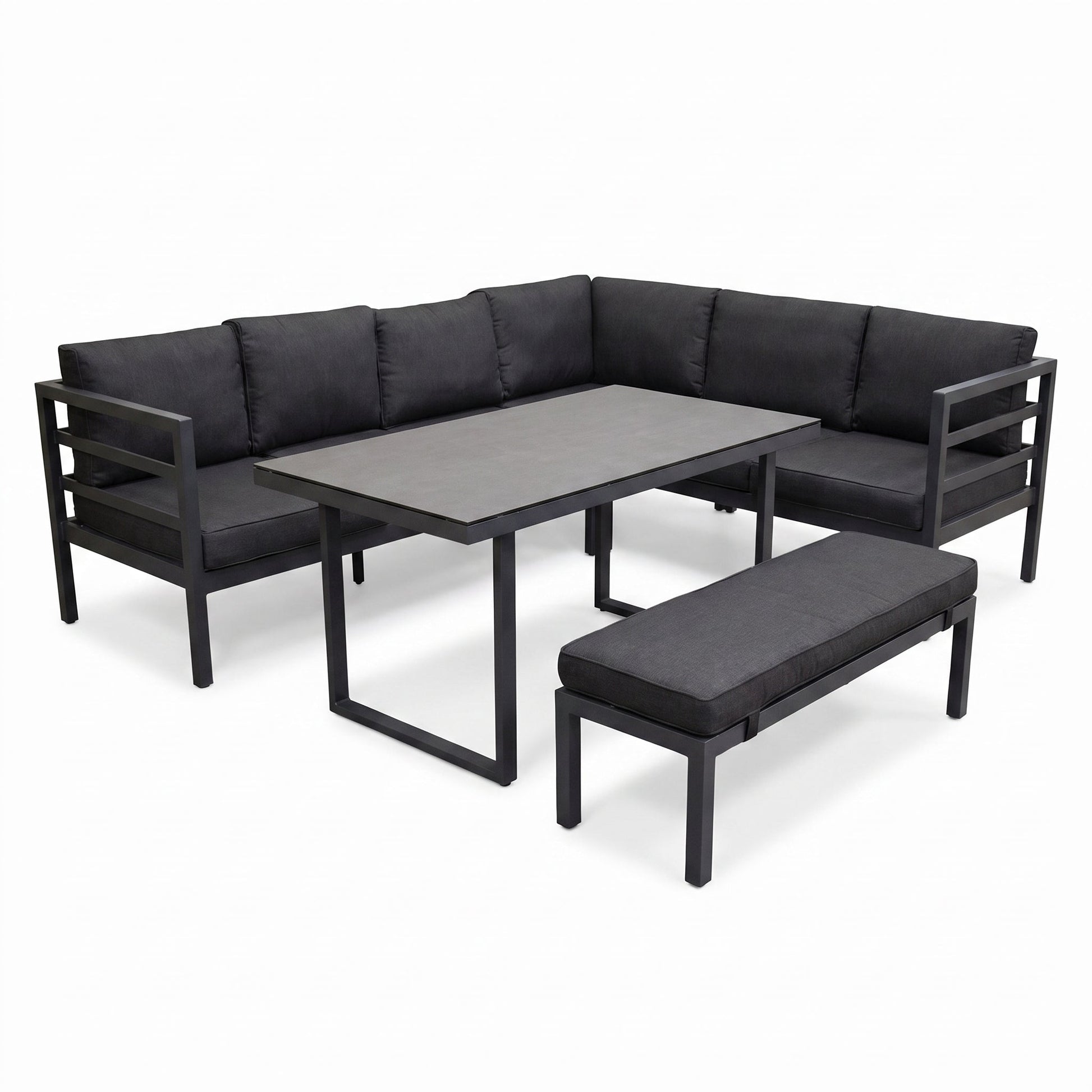 Nevada Loungeset - Dark grey / Rechts in een sfeervolle tuin - Outnest tuinmeubelen