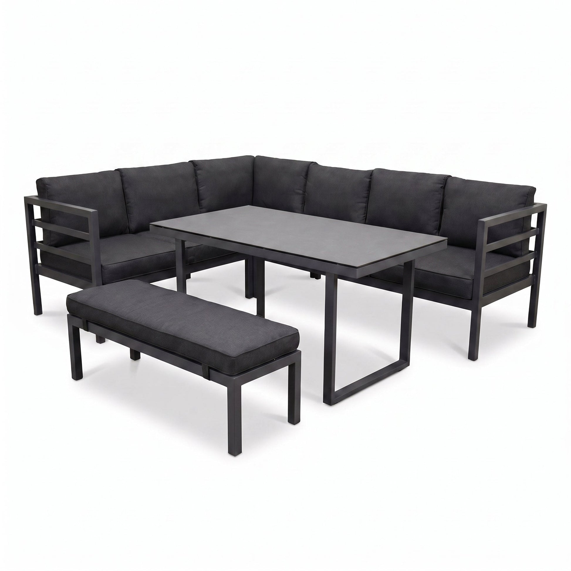 Nevada Loungeset - Dark grey / Links in een sfeervolle tuin - Outnest tuinmeubelen