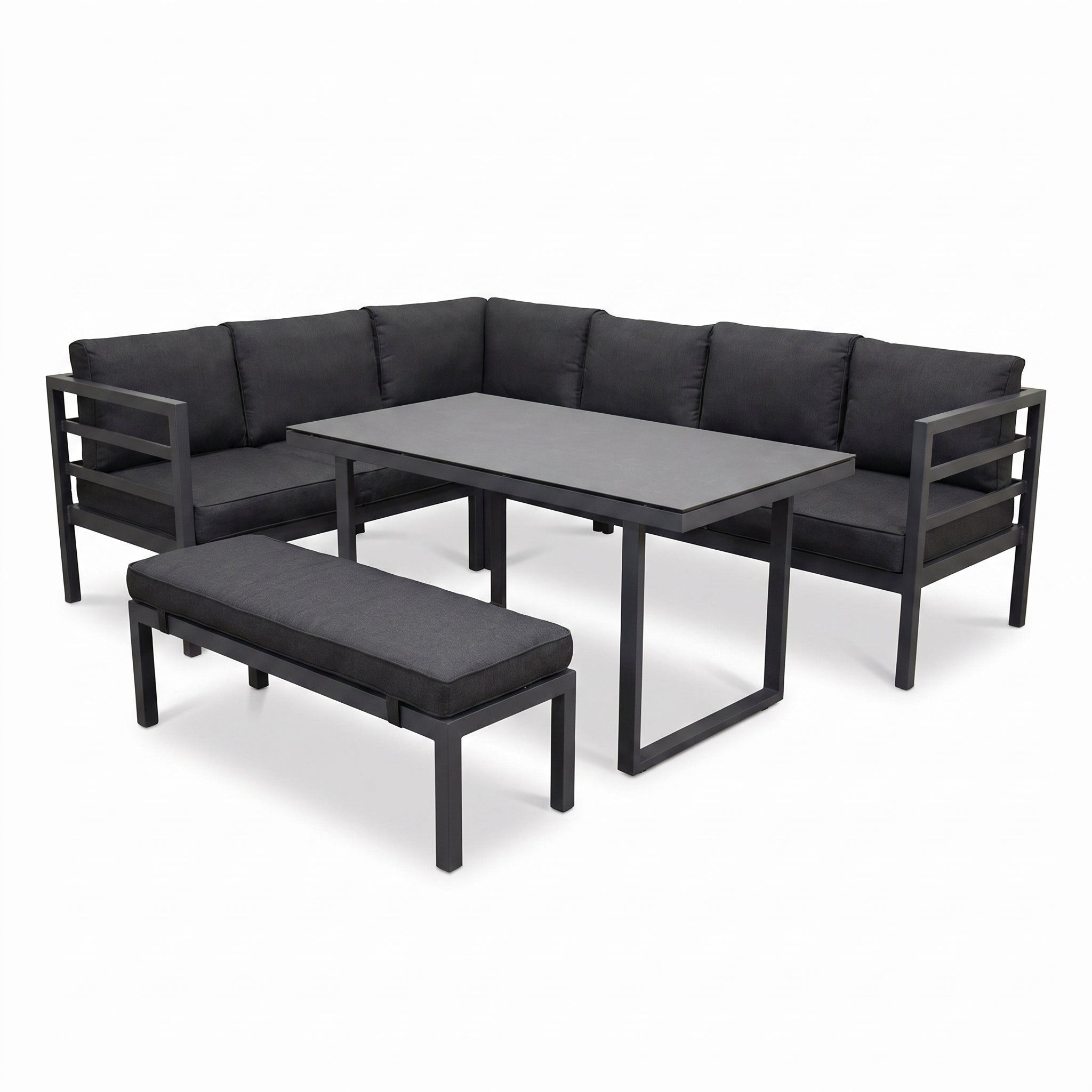 Nevada Loungeset - Dark grey / Links in een sfeervolle tuin - Outnest tuinmeubelen