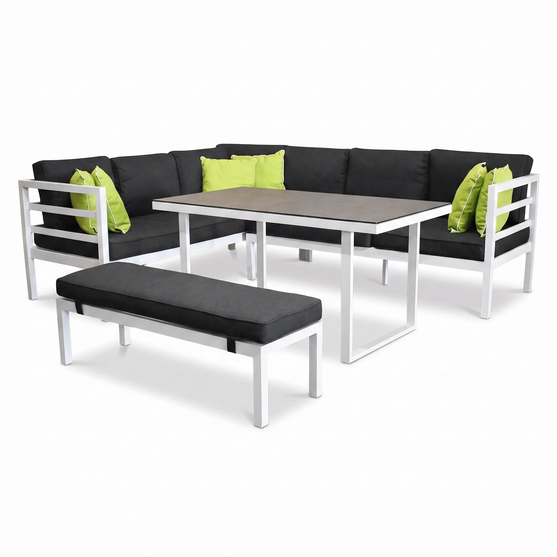 Nevada Loungeset  - White / Links in een sfeervolle tuin - Outnest tuinmeubelen