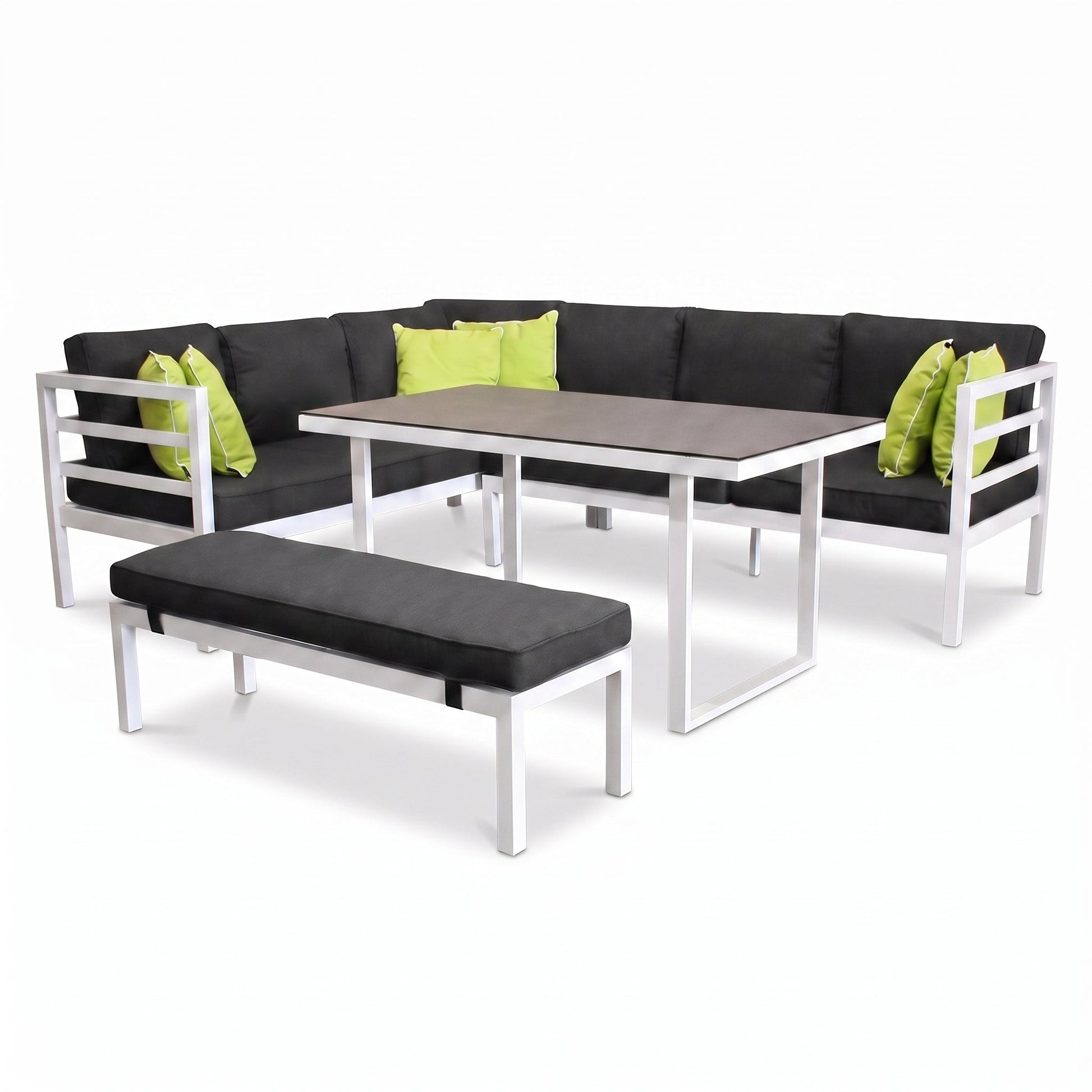 Nevada Loungeset  - White / Links in een sfeervolle tuin - Outnest tuinmeubelen