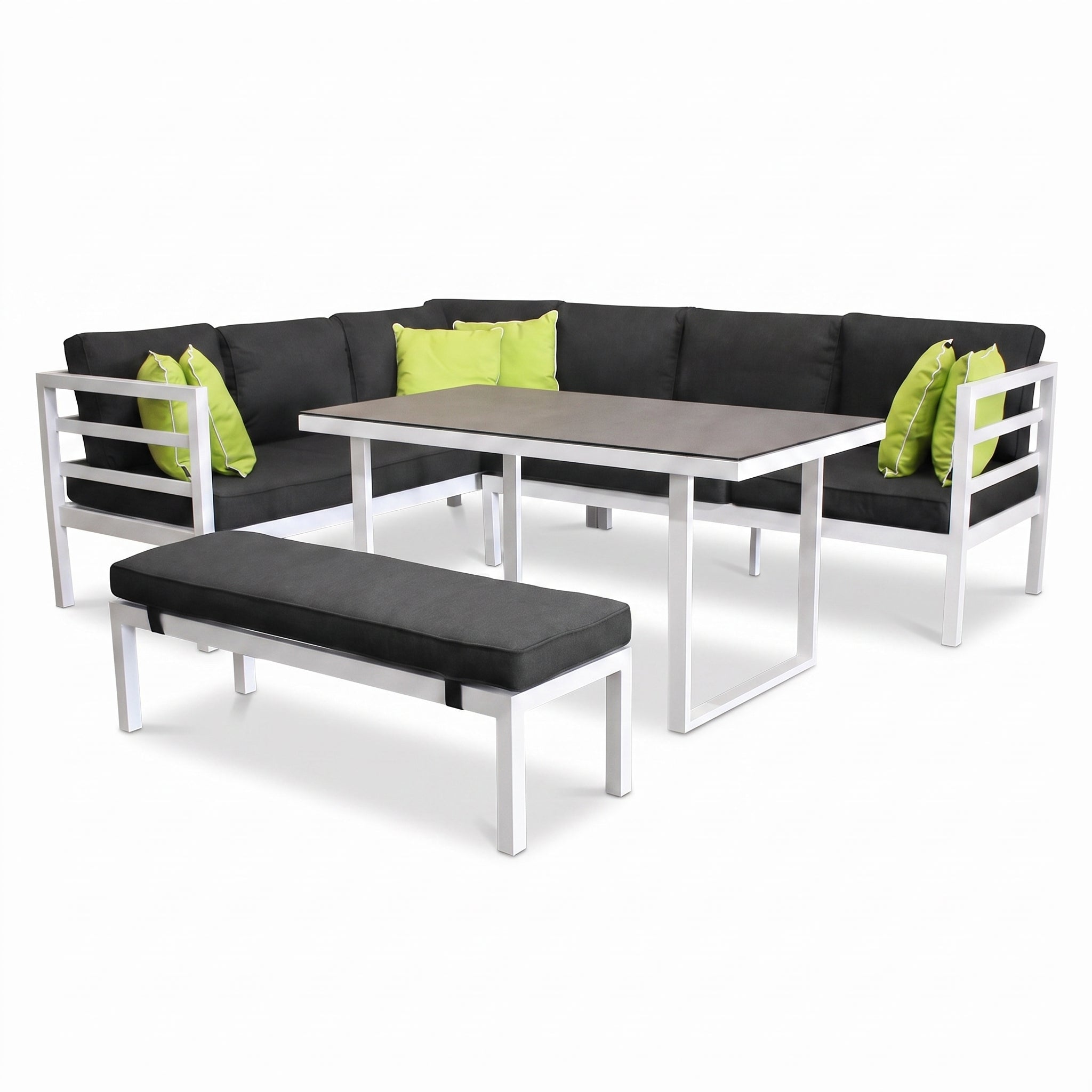 Nevada Loungeset  - White / Links in een sfeervolle tuin - Outnest tuinmeubelen