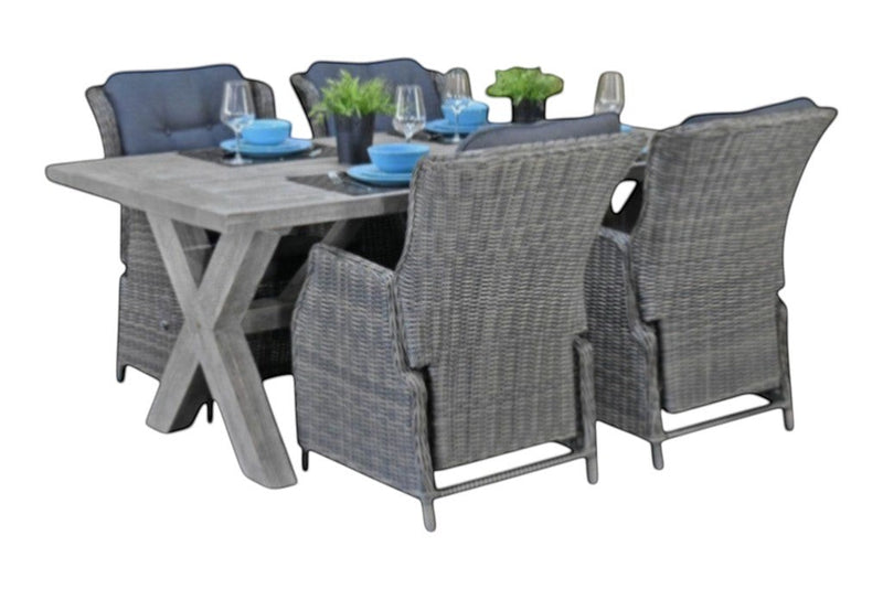 Norwich-Darwin verstelbare Tuinset 4 Personen - Acacia / Kobo Grey