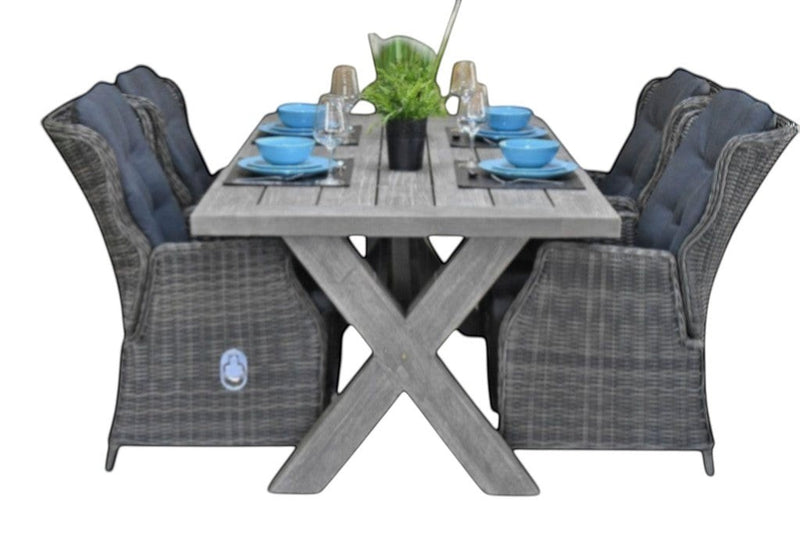 Norwich-Darwin verstelbare Tuinset 4 Personen - Acacia / Kobo Grey