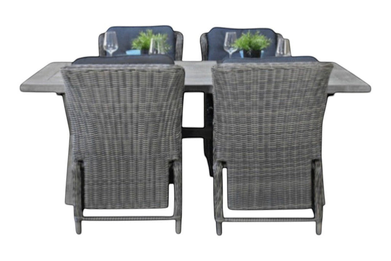 Norwich-Darwin verstelbare Tuinset 4 Personen - Acacia / Kobo Grey