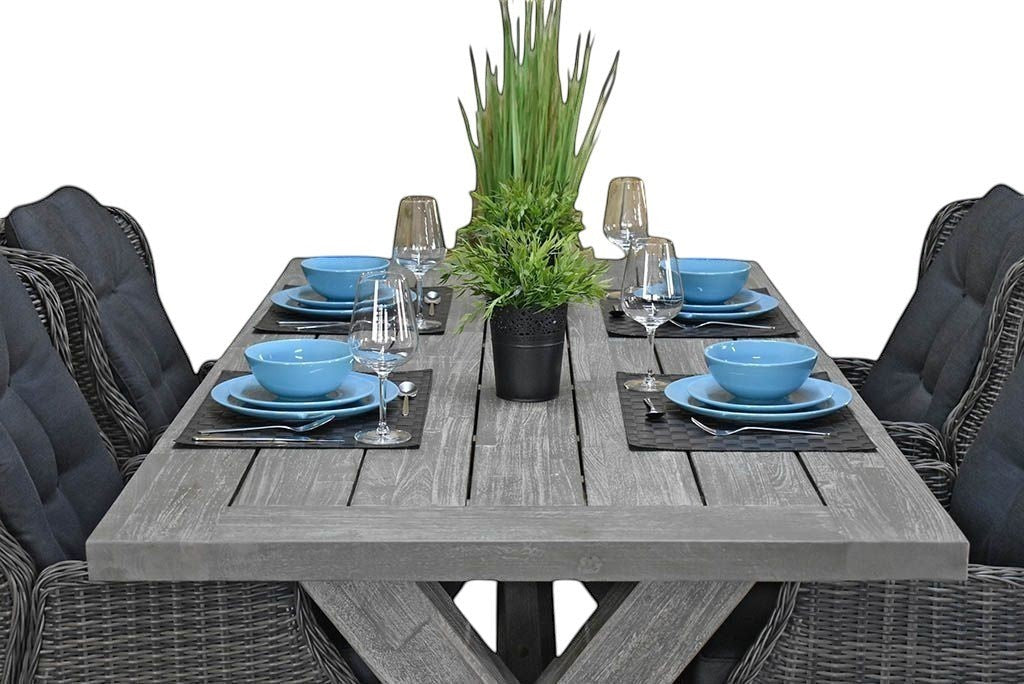 Norwich-Darwin verstelbare Tuinset 4 Personen - Acacia / Kobo Grey