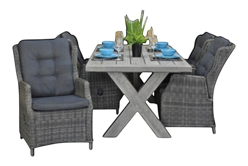 Norwich-Darwin verstelbare Tuinset 4 Personen - Acacia / Kobo Grey