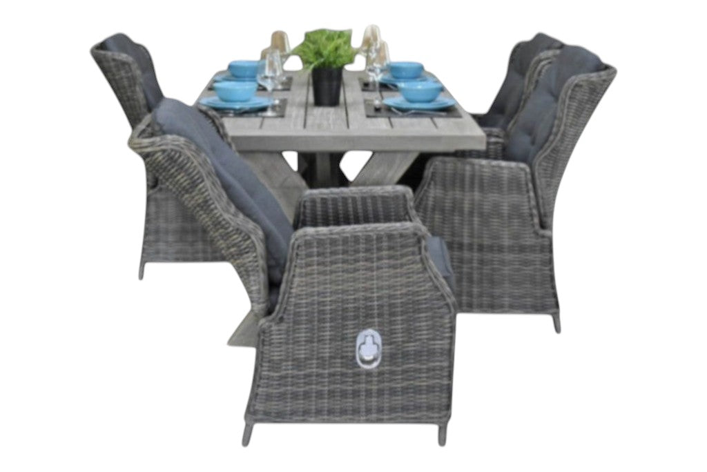 Norwich-Darwin verstelbare Tuinset 4 Personen - Acacia / Kobo Grey