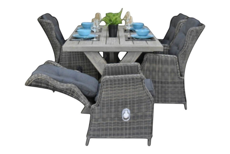 Norwich-Darwin verstelbare Tuinset 4 Personen - Acacia / Kobo Grey