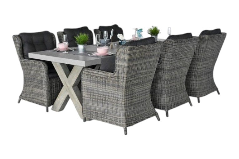 Norwich-Delano Tuinset 6 Personen - Polystone, Vintage Antique Grey / Kobo Grey