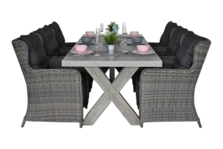Norwich-Delano Tuinset 6 Personen - Polystone, Vintage Antique Grey / Kobo Grey