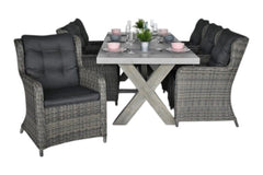 Norwich-Delano Tuinset 6 Personen - Polystone, Vintage Antique Grey / Kobo Grey