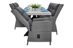 Norwich-Marling verstelbare Tuinset 6 Personen - Polystone, Gepoedercoat staal / Natural Grey