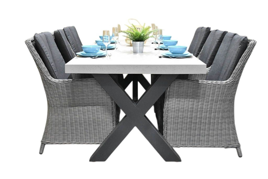 Norwich-Avalon Tuinset 6 Personen - Polystone, gepoedercoat staal