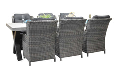 Norwich-Darwin Tuinset 6 Personen - Polystone, Gepoedercoat staal / Kobo Grey