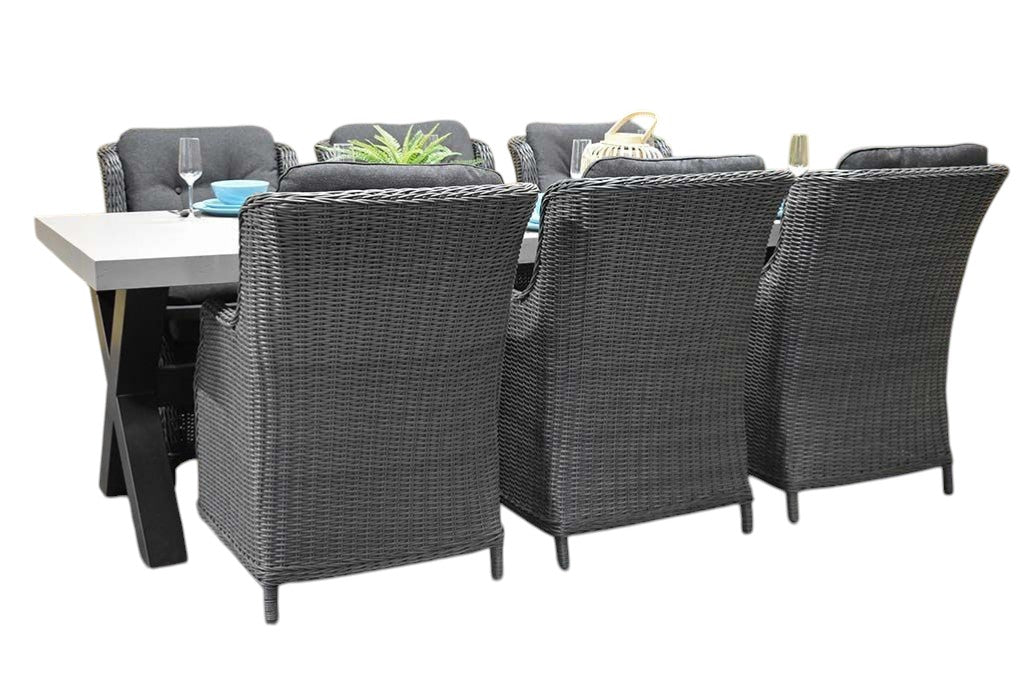 Norwich-Darwin Tuinset 6 Personen - Polystone, Gepoedercoat staal / Kobo Grey