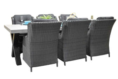 Norwich-Darwin Tuinset 6 Personen - Polystone, Gepoedercoat staal / Kobo Grey