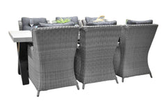 Norwich-Delano Tuinset 8 Personen - Polystone, Gepoedercoat staal / Natural Grey