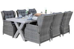Norwich-Barcelona verstelbare Tuinset 6 Personen - Polystone, Vintage Antique Grey / Kobo Grey