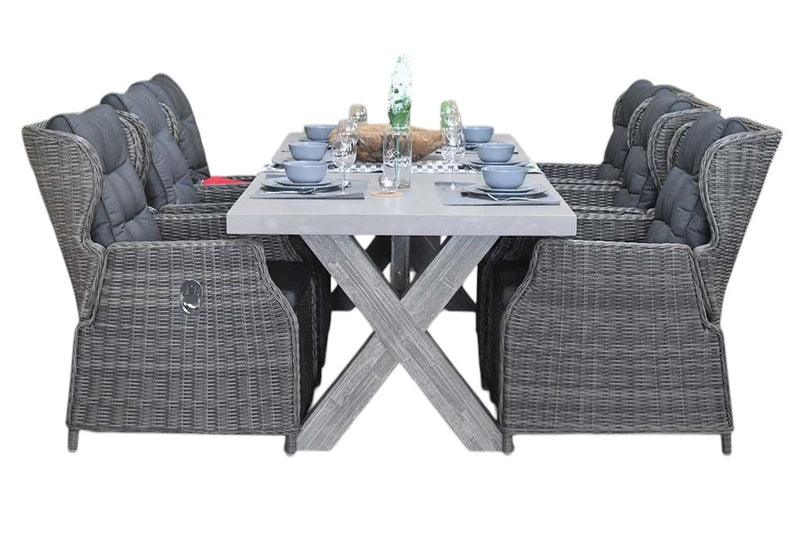 Norwich-Barcelona verstelbare Tuinset 6 Personen - Polystone, Vintage Antique Grey / Kobo Grey