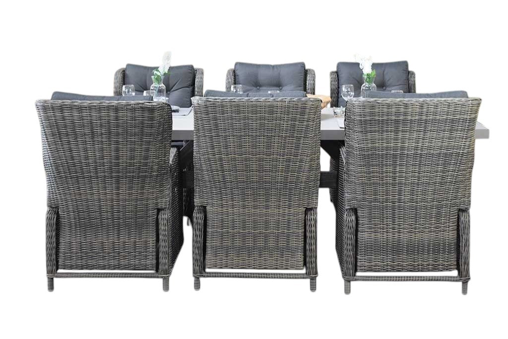 Norwich-Barcelona verstelbare Tuinset 6 Personen - Polystone, Vintage Antique Grey / Kobo Grey