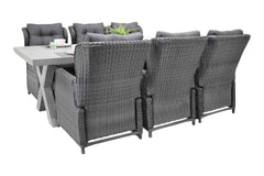Norwich-Barcelona verstelbare Tuinset 6 Personen - Polystone, Vintage Antique Grey / Rock Grey