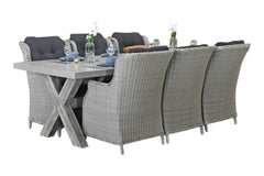 Norwich-Darwin Tuinset 6 Personen - Polystone, Vintage Antique Grey / Light Kobo Grey
