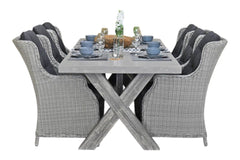 Norwich-Darwin Tuinset 6 Personen - Polystone, Vintage Antique Grey / Light Kobo Grey