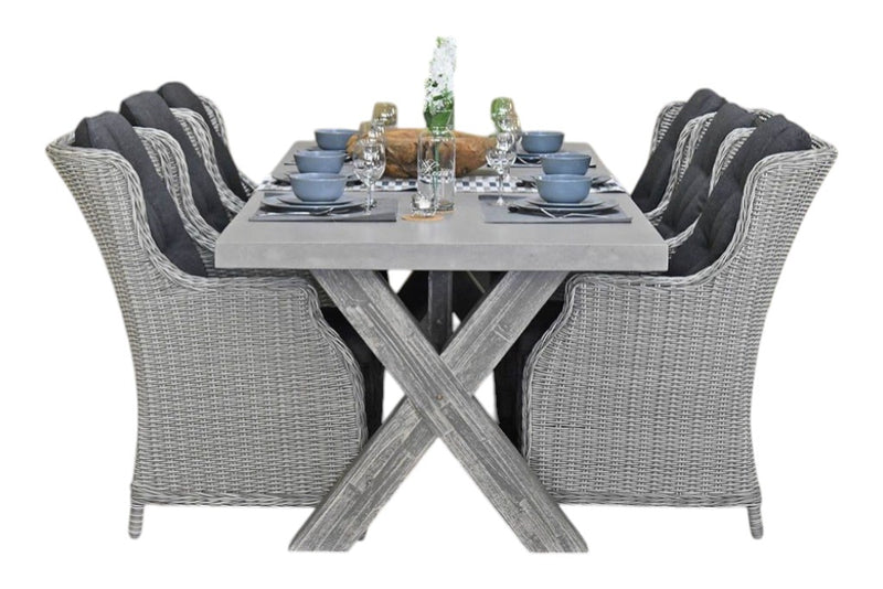 Norwich-Darwin Tuinset 6 Personen - Polystone, Vintage Antique Grey / Light Kobo Grey
