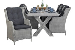 Norwich-Darwin Tuinset 6 Personen - Polystone, Vintage Antique Grey / Light Kobo Grey
