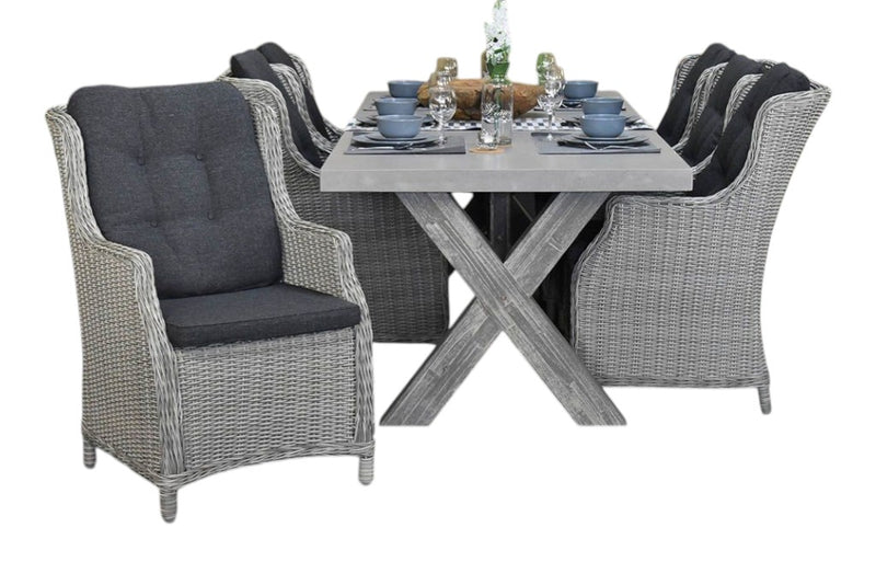 Norwich-Darwin Tuinset 6 Personen - Polystone, Vintage Antique Grey / Light Kobo Grey
