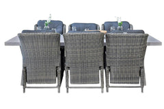 Norwich-Darwin verstelbare Tuinset 6 Personen - Polystone, Vintage Antique Grey / Kobo Grey