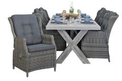 Norwich-Darwin verstelbare Tuinset 6 Personen - Polystone, Vintage Antique Grey / Kobo Grey