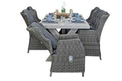 Norwich-Darwin verstelbare Tuinset 6 Personen - Polystone, Vintage Antique Grey / Kobo Grey