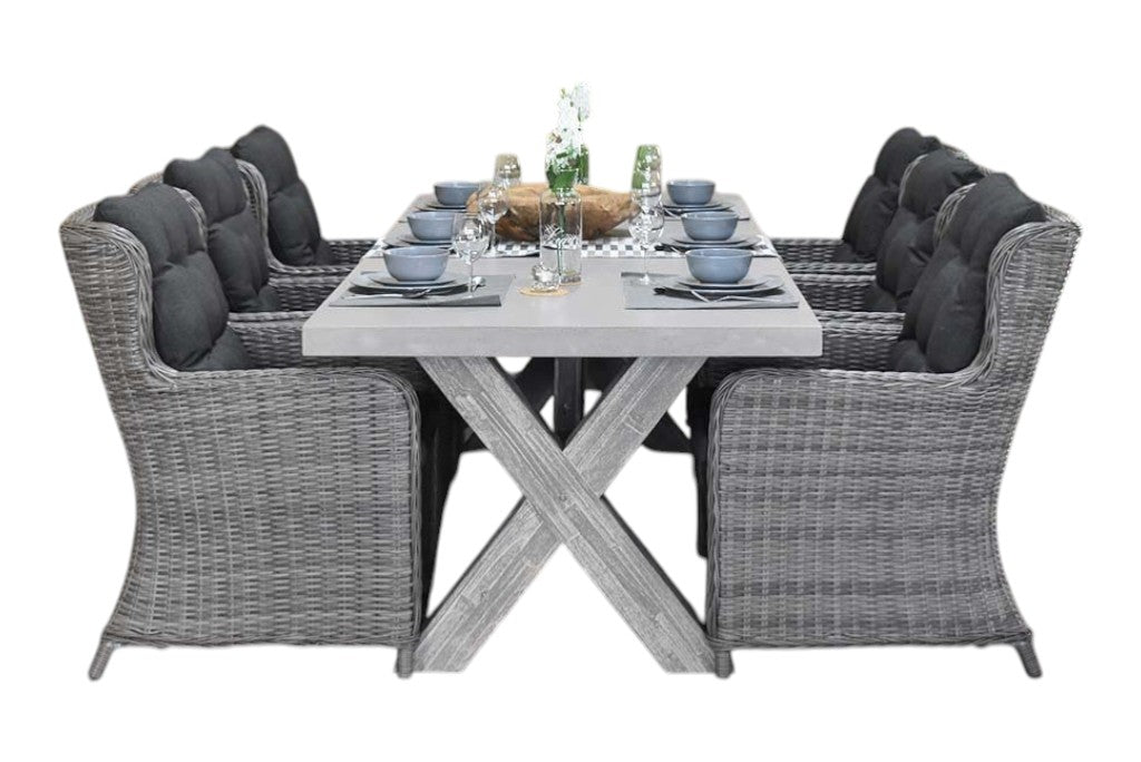 Norwich-Delano Tuinset 6 Personen - Polystone, Vintage Antique Grey / Kobo Grey