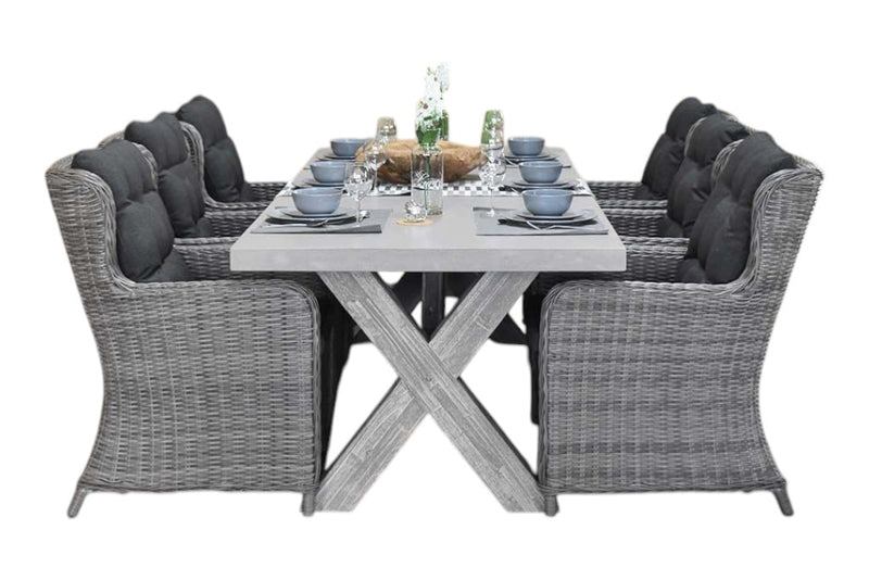 Norwich-Delano Tuinset 6 Personen - Polystone, Vintage Antique Grey / Kobo Grey