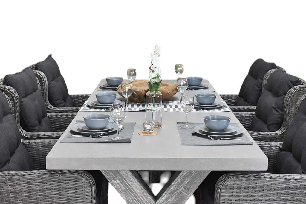 Norwich-Delano Tuinset 6 Personen - Polystone, Vintage Antique Grey / Kobo Grey