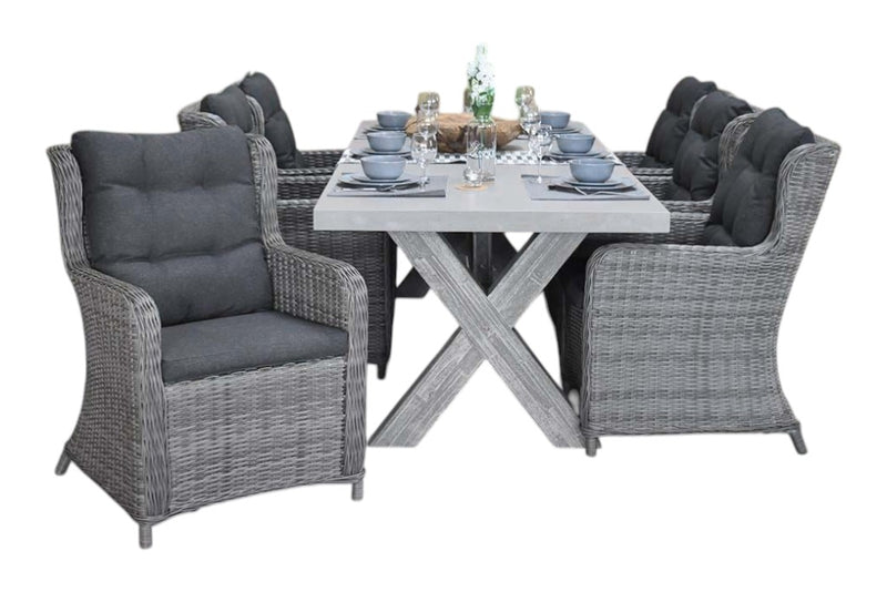 Norwich-Delano Tuinset 6 Personen - Polystone, Vintage Antique Grey / Kobo Grey