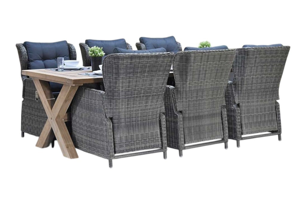 Norwich-Barcelona verstelbare Tuinset 6 Personen - Teak / Kobo Grey