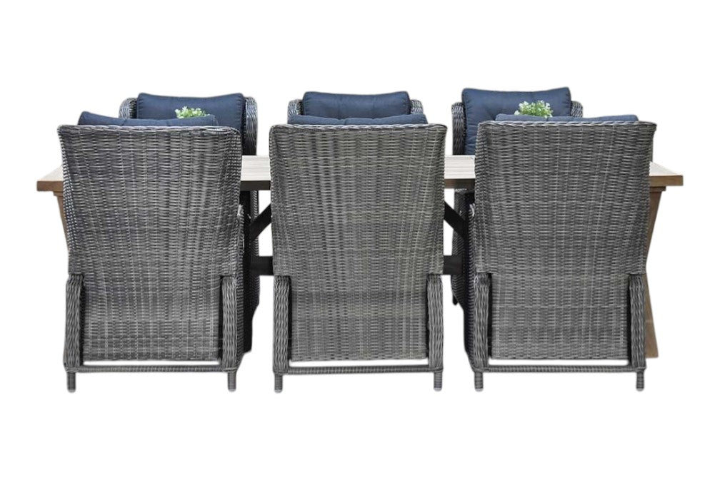 Norwich-Barcelona verstelbare Tuinset 6 Personen - Teak / Kobo Grey