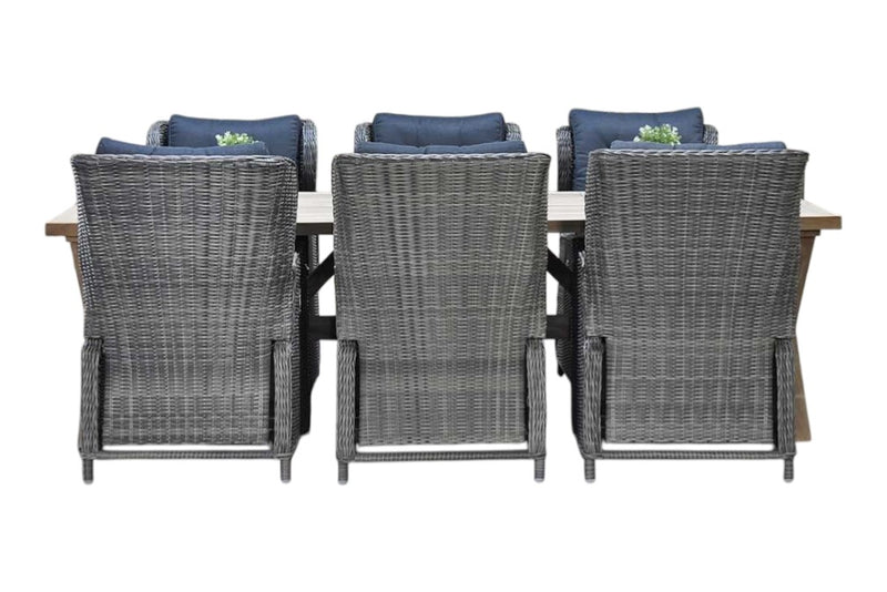 Norwich-Barcelona verstelbare Tuinset 6 Personen - Teak / Kobo Grey